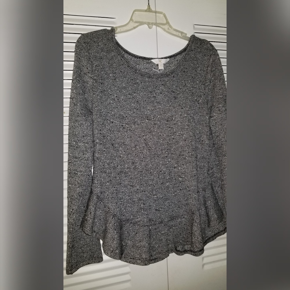 Charming Charlie Ruffled Silver/Gray blouse - Picture 2 of 4